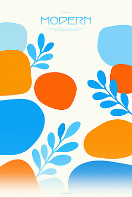 PSD 포스터 잎 일러스트 미술 사람없음 파란색 주황색 돌_바위 모던 국내일러스트 식물 컬러 문화예술 파일형식