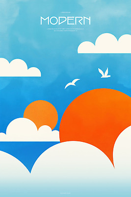 PSD 구름 포스터 일러스트 자연 조류 하늘 미술 사람없음 파란색 태양 모던 국내일러스트 자연요소 동물 컬러 문화예술 생태계 파일형식