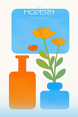 PSD 포스터 잎 일러스트 미술 사람없음 꽃병 모던 국내일러스트 식물 꽃 문화예술 파일형식