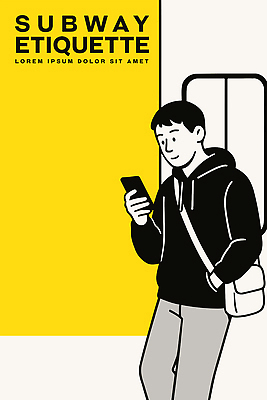 전신 남자 일러스트 경고 한명 미소 들기 안전 성인 스마트폰 노란색 기댐 금지 전철 위험 주머니손 크로스백 질서 매너 스크린도어 성인남자한명만 국내일러스트 AI파일 1 육상교통 컬러 컨셉 가방 모션 대중교통 표정 사람 핸드폰 스마트기기 예절 안전장비 남자한명만 성인남자만 파일형식 벡터