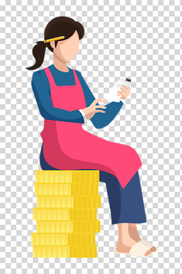 전신 편집이미지 여자 한명 들기 누끼 앉기 성인 연필 앞치마 영수증 PNG 동전탑 성인여자한명만 소상공인 직업 1 모션 학용품 사람 금융 경제 필기구 쌓기 동전 상인 여자한명만 성인여자만 파일형식