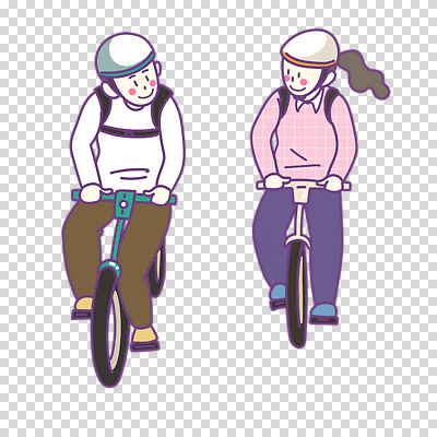 전신 편집이미지 커플 여자 남자 미소 누끼 성인 두명 마주보기 자전거 승차 안전모 PNG 성인만 관계 모션 표정 사람 바이크 헬멧 안전장비 파일형식