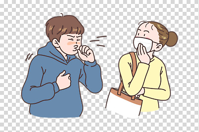 편집이미지 여자 남자 가방 마스크 누끼 상반신 성인 두명 팔짱 놀람 가림 잡기 감기 PNG 기침 재채기 성인만 잡화 감정 모션 표정 사람 질병 파일형식