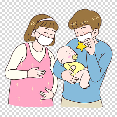 편집이미지 여자 남자 별 안기 미소 들기 누끼 상반신 성인 세명 임산부 아기 잡기 머리띠 PNG 마스크착용 자연요소 장신구 모션 표정 마스크 사람 임신 사회이슈 파일형식