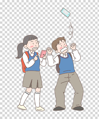 전신 편집이미지 여자 남자 교복 청소년 책가방 들기 누끼 두명 스마트폰 놀람 터치 던지기 당황 PNG 십대만 옷 감정 가방 모션 표정 사람 핸드폰 스마트기기 파일형식