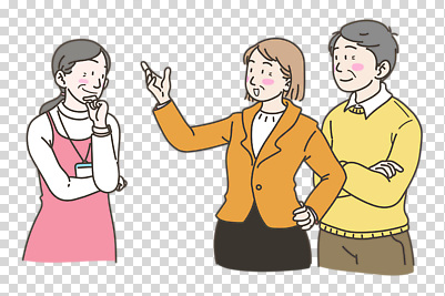 편집이미지 여자 남자 중년 허리손 대화 미소 누끼 세명 손들기 팔짱 턱괴기 PNG 중년만 포즈 모션 표정 말하기 사람 성인 성인만 파일형식