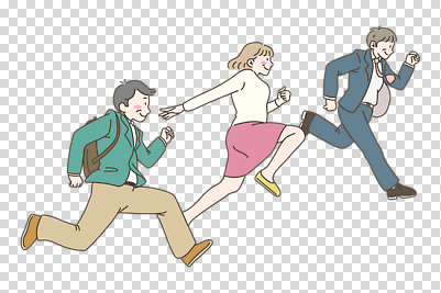 전신 편집이미지 여자 남자 중년 배낭 미소 누끼 정장 세명 달리기 점프 PNG 중년만 옷 가방 모션 표정 사람 성인 성인만 파일형식