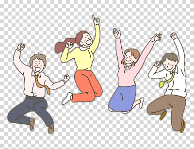 전신 편집이미지 여자 남자 중년 미소 누끼 정장 여러명 성인 손들기 점프 파이팅 만세 가리킴 PNG 옷 다수 모션 표정 사람 손짓 파일형식