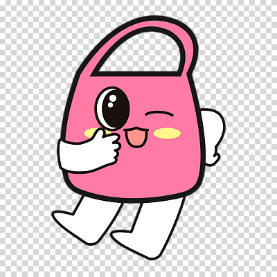 편집이미지 캐릭터 분홍색 허리손 가방 윙크 미소 누끼 사람없음 귀여움 입가림 PNG 잡화 컬러 포즈 컨셉 표정 가림 파일형식