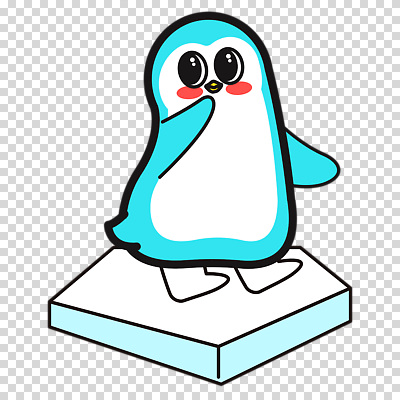 편집이미지 하늘색 누끼 사람없음 귀여움 얼음 입가림 펭귄캐릭터 PNG 자연요소 동물캐릭터 컨셉 파란색 가림 펭귄 파일형식