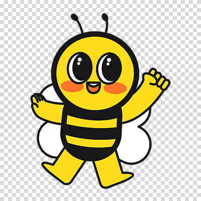 편집이미지 날개 미소 누끼 사람없음 노란색 손들기 귀여움 주먹 벌 곤충캐릭터 PNG 캐릭터 컬러 곤충 컨셉 모션 표정 파일형식