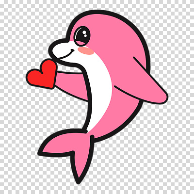 편집이미지 분홍색 동물캐릭터 미소 들기 누끼 사람없음 귀여움 하트 돌고래 PNG 모양 동물 캐릭터 컬러 컨셉 포유류 모션 표정 수중동물 파일형식