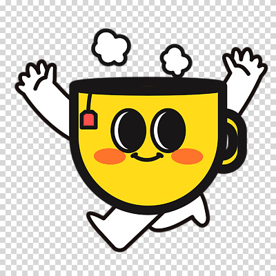 편집이미지 미소 누끼 사람없음 컵 달리기 노란색 귀여움 만세 수증기 PNG 티백 따뜻한음료 식기 음료 컬러 컨셉 모션 표정 차_음료 파일형식