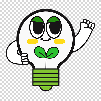 편집이미지 캐릭터 허리손 전구 미소 누끼 사람없음 초록색 손들기 새싹 귀여움 PNG 비장 식물 컬러 포즈 컨셉 모션 표정 파일형식