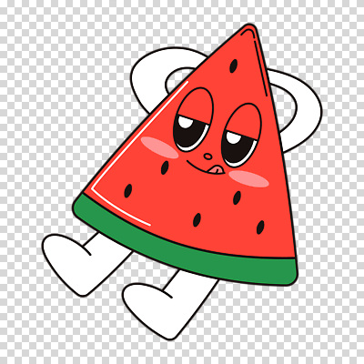 편집이미지 여유 누끼 사람없음 빨간색 눕기 귀여움 메롱 팔베개 PNG 수박조각 수박캐릭터 캐릭터 감정 컬러 조각 컨셉 모션 수박 파일형식