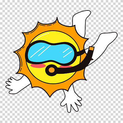 편집이미지 캐릭터 누끼 사람없음 태양 귀여움 수영 스노클링 잠수 스노클링용품 PNG 자연요소 스포츠용품 컨셉 수상스포츠 파일형식