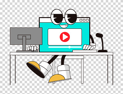 편집이미지 캐릭터 의자 미소 누끼 앉기 사람없음 모니터 타이핑 마우스 책상 마이크 재생 PNG 유튜브 음향기기 가구 모션 표정 컴퓨터 컴퓨터용품 파일형식