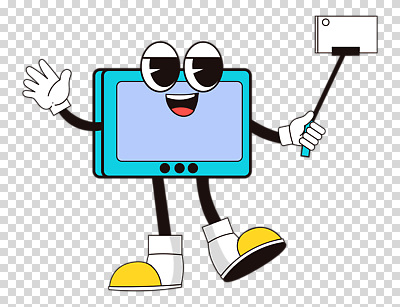 편집이미지 캐릭터 들기 누끼 사람없음 스마트폰 텔레비전 손인사 PNG 셀카봉 영상촬영 모션 전자제품 핸드폰 스마트기기 촬영 인사 파일형식