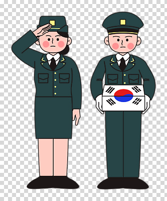 전신 편집이미지 여자 남자 유니폼 들기 누끼 성인 두명 상자 태극기 군복 경례 PNG 성인만 옷 모션 사람 인사 국기 파일형식