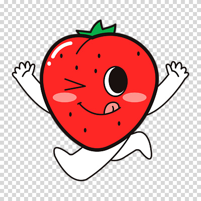 편집이미지 딸기 윙크 미소 누끼 사람없음 빨간색 달리기 귀여움 만세 메롱 PNG 딸기캐릭터 캐릭터 컬러 컨셉 과일 모션 표정 파일형식