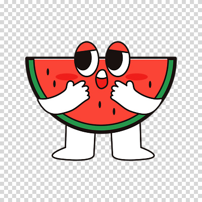 편집이미지 수박 누끼 사람없음 빨간색 귀여움 놀람 입가림 PNG 수박캐릭터 캐릭터 감정 컬러 컨셉 과일 표정 가림 파일형식