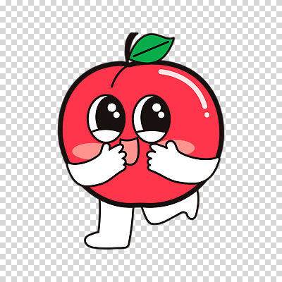 편집이미지 잎 웃음 누끼 사람없음 빨간색 귀여움 과일캐릭터 입가림 자두 PNG 식물 캐릭터 컬러 컨셉 과일 표정 가림 파일형식