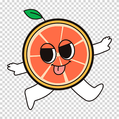 편집이미지 잎 팔벌리기 미소 누끼 사람없음 걷기 귀여움 자몽 과일캐릭터 메롱 PNG 코랄 식물 캐릭터 컬러 컨셉 과일 모션 표정 파일형식