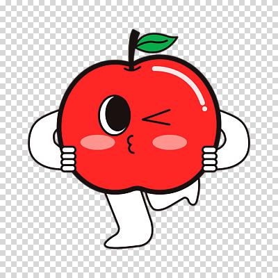 편집이미지 허리손 잎 윙크 누끼 사람없음 빨간색 귀여움 사과 입내밀기 PNG 다리들기 사과캐릭터 애교 식물 캐릭터 컬러 포즈 컨셉 과일 모션 표정 파일형식