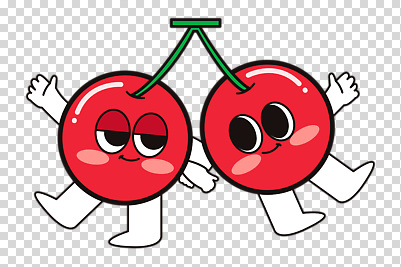 편집이미지 미소 누끼 사람없음 빨간색 손들기 팔짱 귀여움 쌍 체리 PNG 체리캐릭터 캐릭터 컬러 컨셉 과일 모션 표정 파일형식