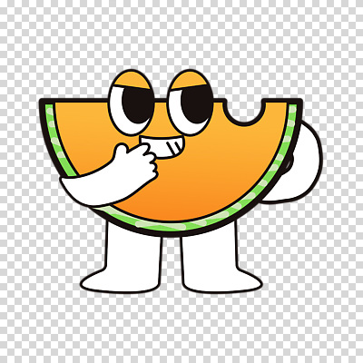 편집이미지 조각 허리손 웃음 누끼 사람없음 노란색 귀여움 멜론 입가림 PNG 멜론캐릭터 캐릭터 컬러 포즈 컨셉 과일 표정 가림 파일형식