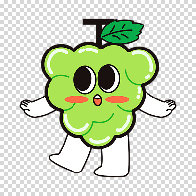 편집이미지 잎 팔벌리기 누끼 사람없음 연두색 귀여움 놀람 청포도 PNG 포도캐릭터 식물 캐릭터 감정 컨셉 모션 포도 표정 초록색 파일형식