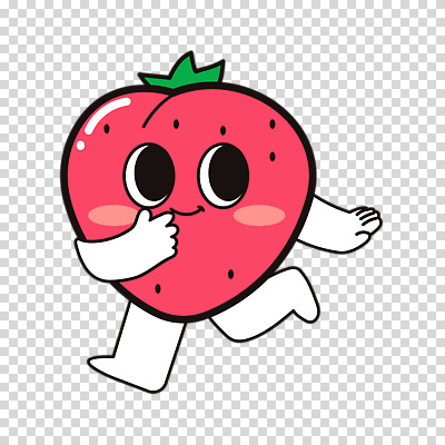 편집이미지 분홍색 딸기 미소 누끼 사람없음 달리기 귀여움 입가림 PNG 딸기캐릭터 캐릭터 컬러 컨셉 과일 모션 표정 가림 파일형식