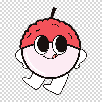 편집이미지 분홍색 허리손 누끼 사람없음 귀여움 열대과일 과일캐릭터 메롱 PNG 리치 캐릭터 컬러 포즈 컨셉 과일 모션 파일형식