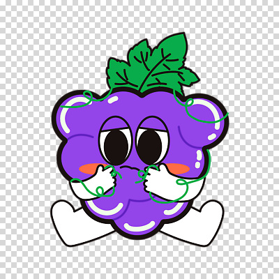 편집이미지 잎 포도 누끼 앉기 사람없음 귀여움 보라색 잡기 덩굴 PNG 포도캐릭터 식물 캐릭터 컬러 컨셉 과일 모션 파일형식