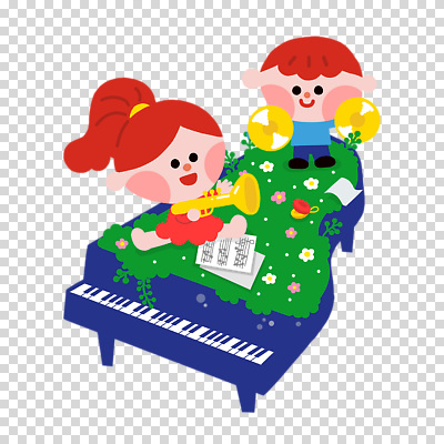 전신 편집이미지 여자 남자 꽃 어린이 잎 미소 들기 누끼 앉기 소녀 소년 잔디 두명 귀여움 악보 음악교육 트럼펫 그랜드피아노 심벌즈 PNG 캐스터네츠 어린이만 식물 교육 음악 컨셉 모션 타악기 표정 사람 피아노 금관악기 파일형식
