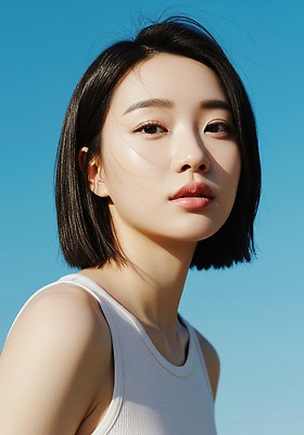 JPG 편집이미지 여자 하늘 한명 상반신 성인 여름 파란색 햇빛 뷰티 단발머리 시원함 피부관리 의료성형뷰티 성인여자한명만 피부톤 퍼스널컬러 편집실사 AI인물포토 AI콘텐츠 1 헤어스타일 계절 컬러 사람 태양 피부 CG 여자한명만 성인여자만 파일형식 AI포토