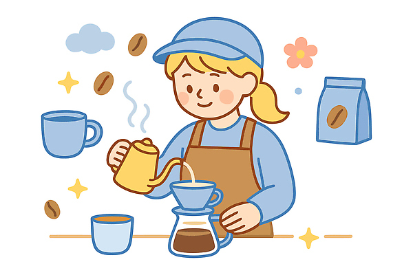 구름 여자 꽃 유니폼 일러스트 주전자 한명 미소 들기 상반신 성인 파란색 반짝임 앞치마 카페 원두 커피잔 직원 바리스타 아르바이트 드립커피 캡모자 핸드드립 성인여자한명만 원두봉투 일러캐릭터 AI파일 자연요소 식물 직업 캐릭터 모자_잡화 1 옷 커피 컬러 모션 주방용품 봉투 잔 표정 사람 상점 커피용품 여자한명만 성인여자만 파일형식 벡터