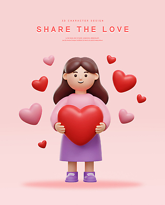 전신 PSD 편집이미지 여자 분홍색 안기 3D캐릭터 한명 미소 들기 성인 3D 하트 마음 사랑나눔 점토 성인여자한명만 편집3D 모양 캐릭터 1 컬러 모션 표정 사랑 사람 디지털합성 나눔 여자한명만 성인여자만 파일형식