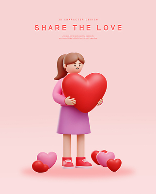전신 PSD 편집이미지 여자 분홍색 안기 3D캐릭터 한명 미소 들기 성인 3D 하트 마음 사랑나눔 점토 성인여자한명만 편집3D 모양 캐릭터 1 컬러 모션 표정 사랑 사람 디지털합성 나눔 여자한명만 성인여자만 파일형식