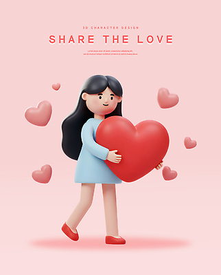 전신 PSD 편집이미지 여자 분홍색 안기 3D캐릭터 한명 미소 들기 성인 3D 걷기 하트 마음 사랑나눔 점토 성인여자한명만 편집3D 모양 캐릭터 1 컬러 모션 표정 사랑 사람 디지털합성 나눔 여자한명만 성인여자만 파일형식