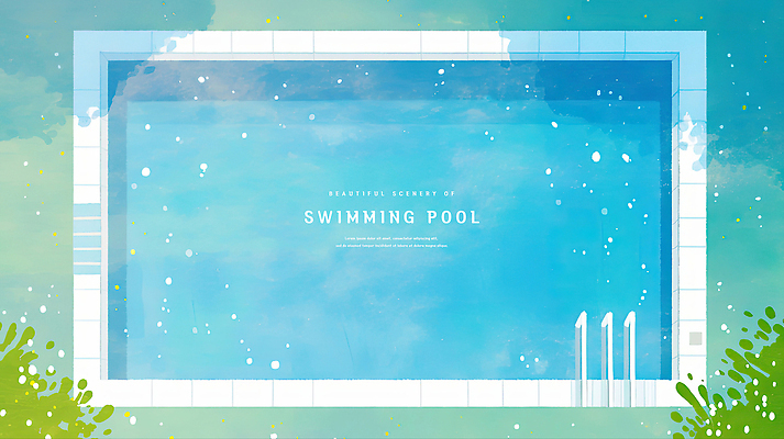 PSD 나무 일러스트 사다리 수채화 야외수영장 그림자 사람없음 여름 파란색 시원함 감성 국내일러스트 식물 계절 컬러 컨셉 수영장 도구 파일형식