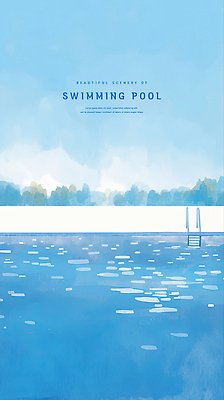 PSD 일러스트 사다리 하늘 수채화 야외수영장 사람없음 여름 파란색 시원함 감성 국내일러스트 계절 컬러 컨셉 수영장 도구 파일형식