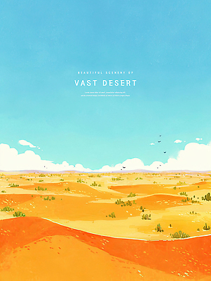 PSD 구름 일러스트 하늘 수채화 선인장 사람없음 여름풍경 사막 감성 국내일러스트 자연요소 식물 컨셉 풍경 파일형식 여름_계절