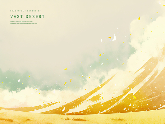 PSD 일러스트 수채화 사람없음 여름풍경 사막 감성 모래바람 국내일러스트 컨셉 바람 풍경 파일형식 여름_계절