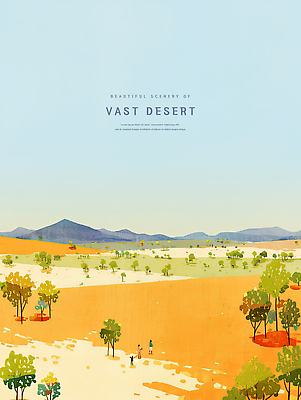 PSD 나무 일러스트 하늘 수채화 산 성인 세명 여름풍경 사막 감성 성인만 국내일러스트 식물 컨셉 사람 풍경 파일형식 여름_계절