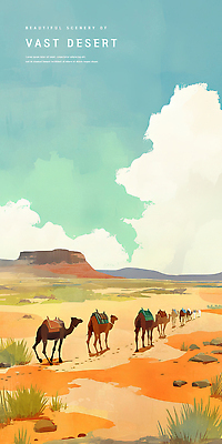PSD 구름 이동 일러스트 하늘 수채화 산 사람없음 여름풍경 사막 풀 낙타 감성 행진 국내일러스트 자연요소 식물 컨셉 포유류 모션 풍경 파일형식 여름_계절