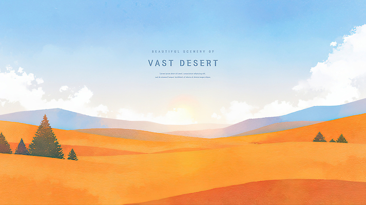 PSD 나무 구름 일러스트 하늘 수채화 사람없음 햇빛 여름풍경 사막 감성 국내일러스트 자연요소 식물 컨셉 풍경 태양 파일형식 여름_계절