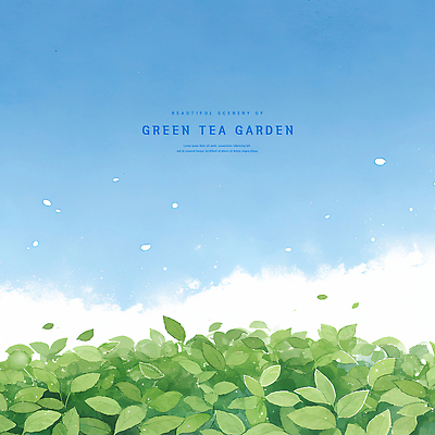 PSD 구름 하늘색 잎 일러스트 자연 하늘 바람 수채화 사람없음 여름풍경 감성 녹차밭 싱그러움 국내일러스트 자연요소 식물 컨셉 밭 날씨 풍경 파란색 녹차 생태계 파일형식 여름_계절