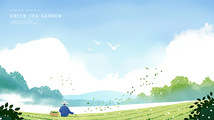 PSD 나무 구름 남자 하늘색 잎 일러스트 자연 조류 하늘 바람 수채화 산 한명 상반신 성인 뒷모습 바구니 여름풍경 감성 녹차밭 싱그러움 챙모자 성인남자한명만 국내일러스트 자연요소 식물 동물 모자_잡화 1 뷰포인트 컨셉 밭 날씨 사람 풍경 파란색 녹차 생태계 남자한명만 성인남자만 파일형식 여름_계절