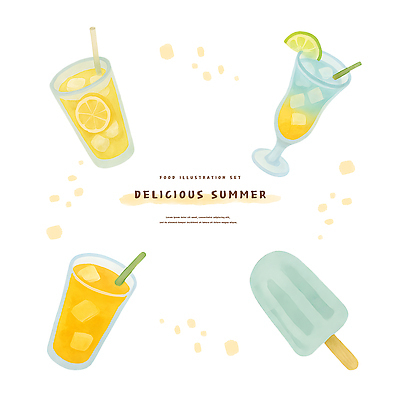 PSD 일러스트 여름음식 잔 빨대 사람없음 노란색 레몬 레모네이드 상큼 레몬장식 막대아이스크림 맛있는 국내일러스트 식기 음식 컬러 과일 아이스크림 장식 에이드 파일형식 여름_계절